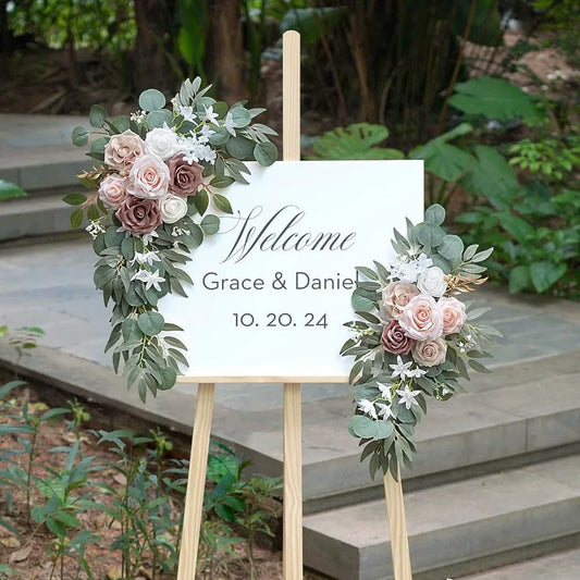Plante artificielle boho en eucalyptus et fleurs mariage