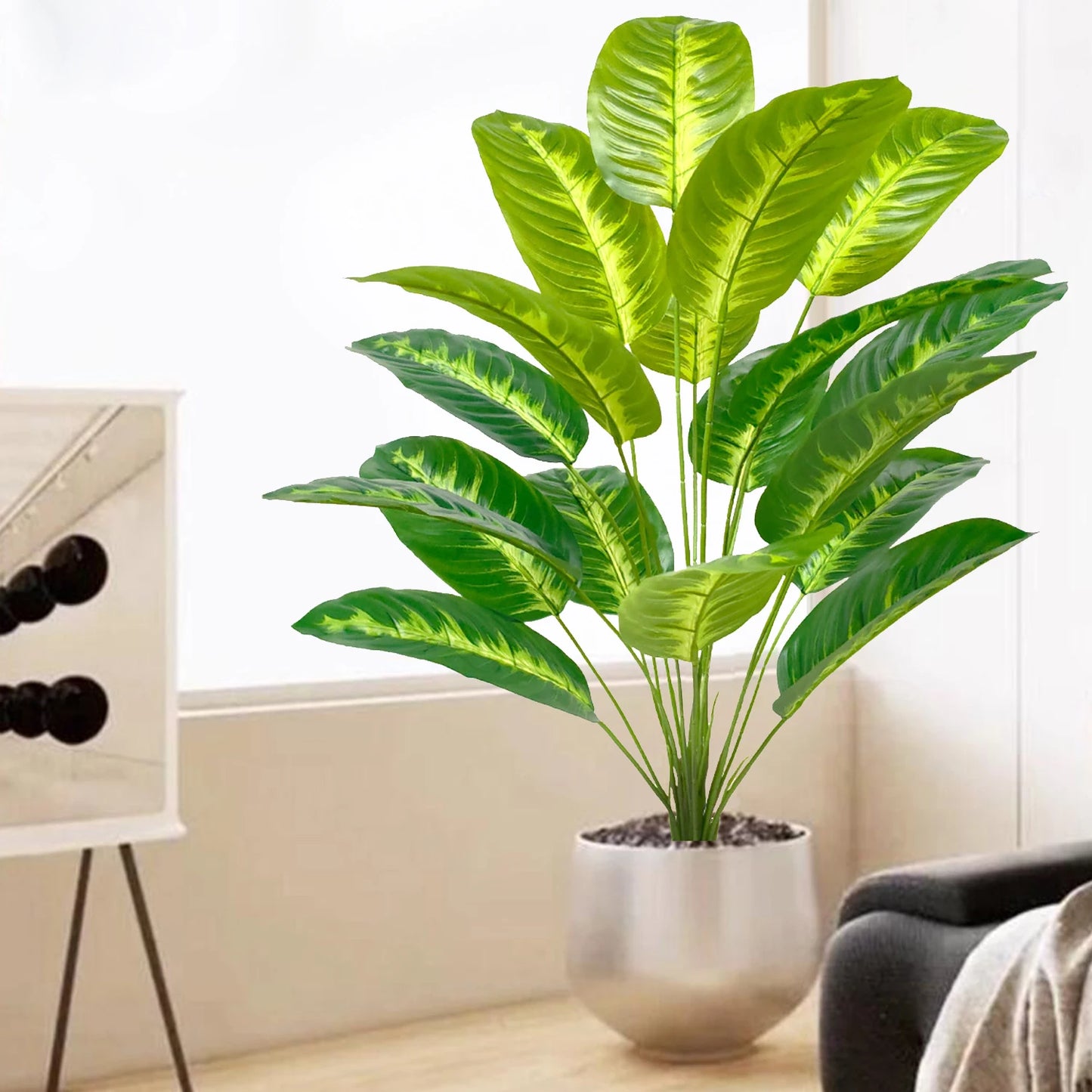Plante artificielle palmier en soie avec feuilles réalistes