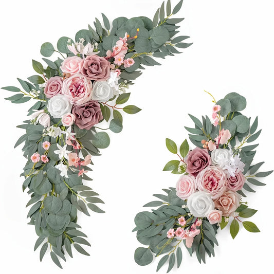 Fleurs artificielles en soie avec couronne de roses décor