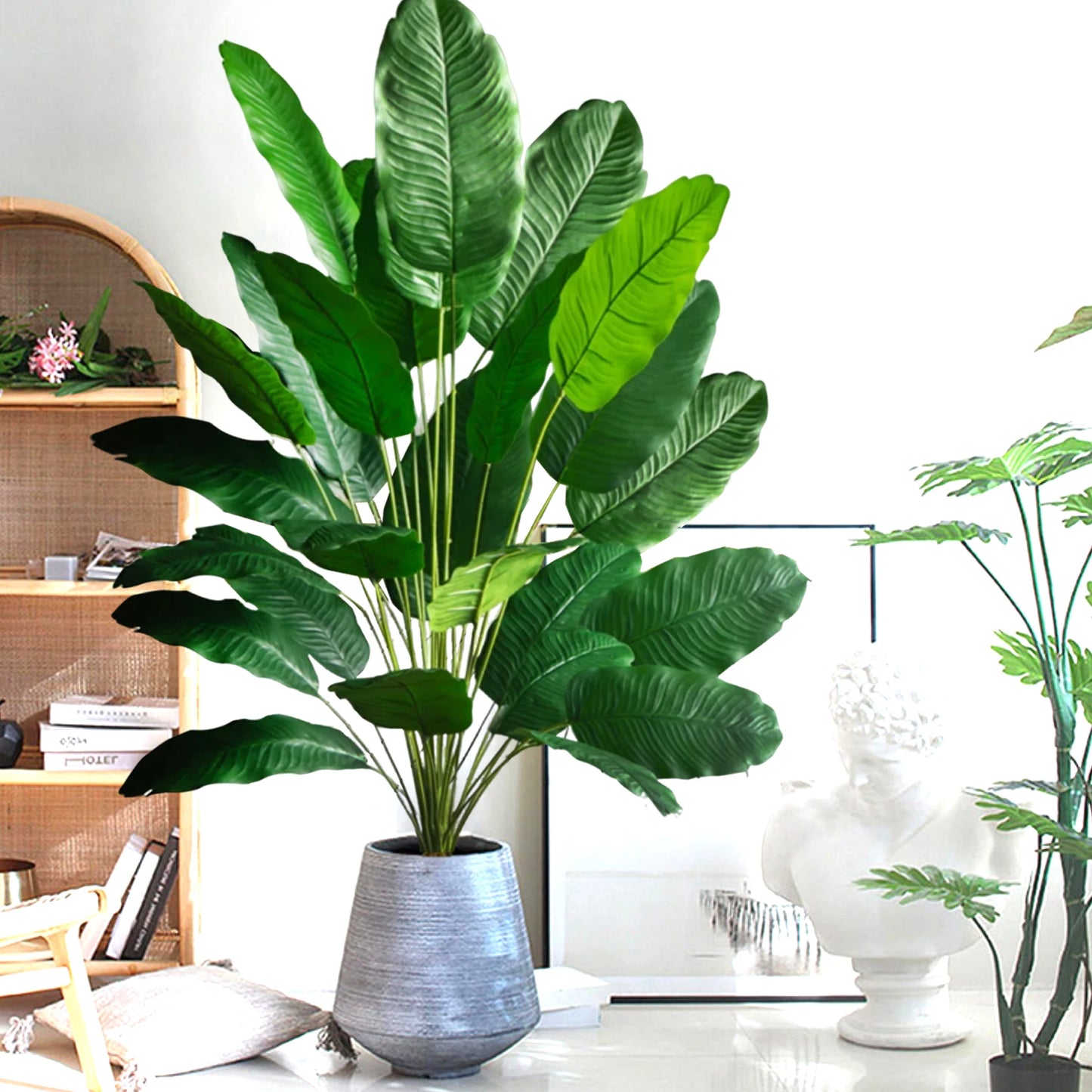 Plante artificielle palmier en soie avec feuilles réalistes