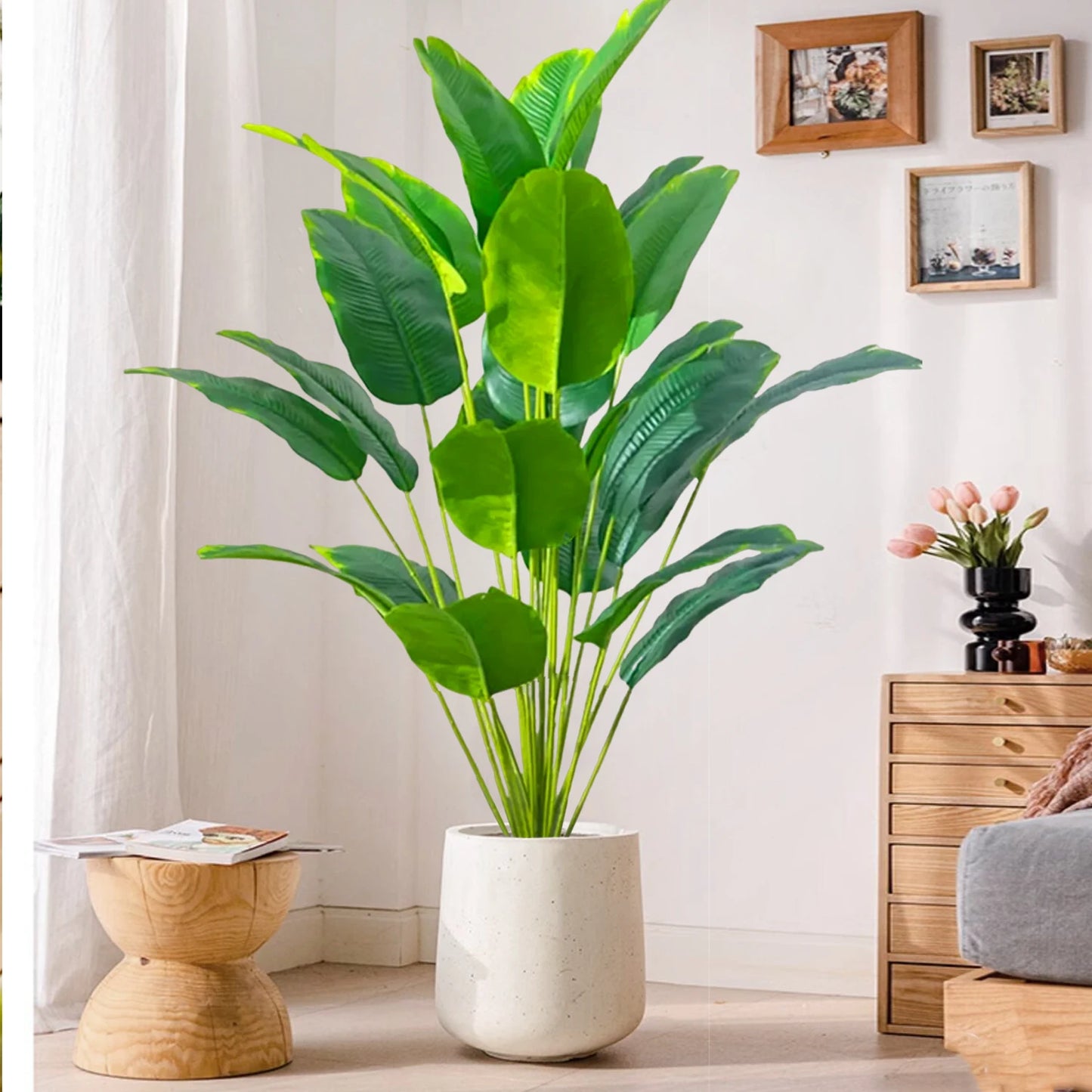 Plante artificielle palmier en soie avec feuilles réalistes