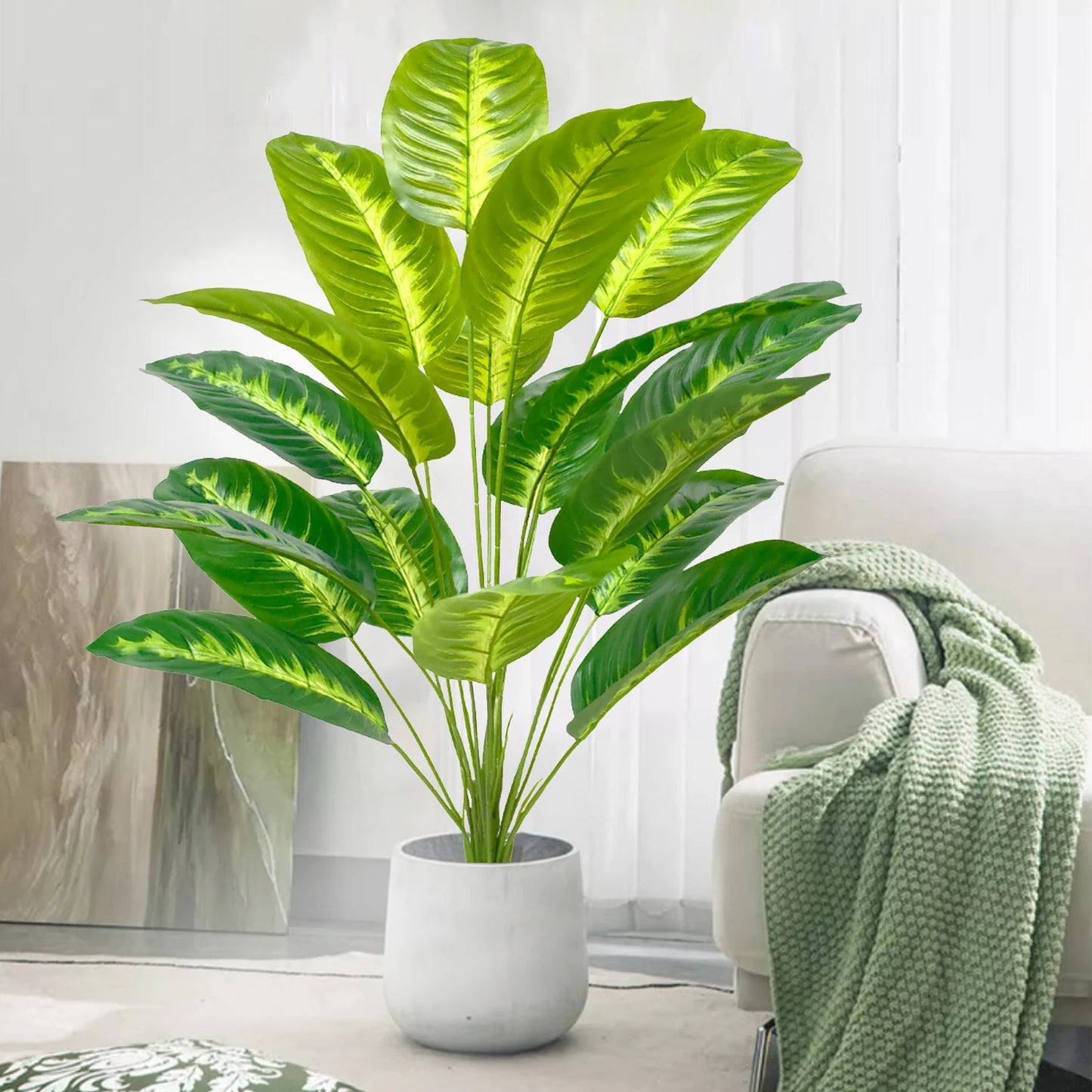 Plante artificielle palmier en soie avec feuilles réalistes